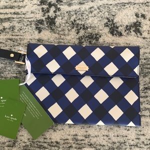 Kate Spade navy/blue gingham clutch